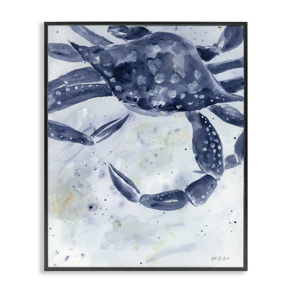 Stupell Industries Swimming Blue Crab Animals & Insects Painting Black Framed Art Print Wall Art, 24 x 30