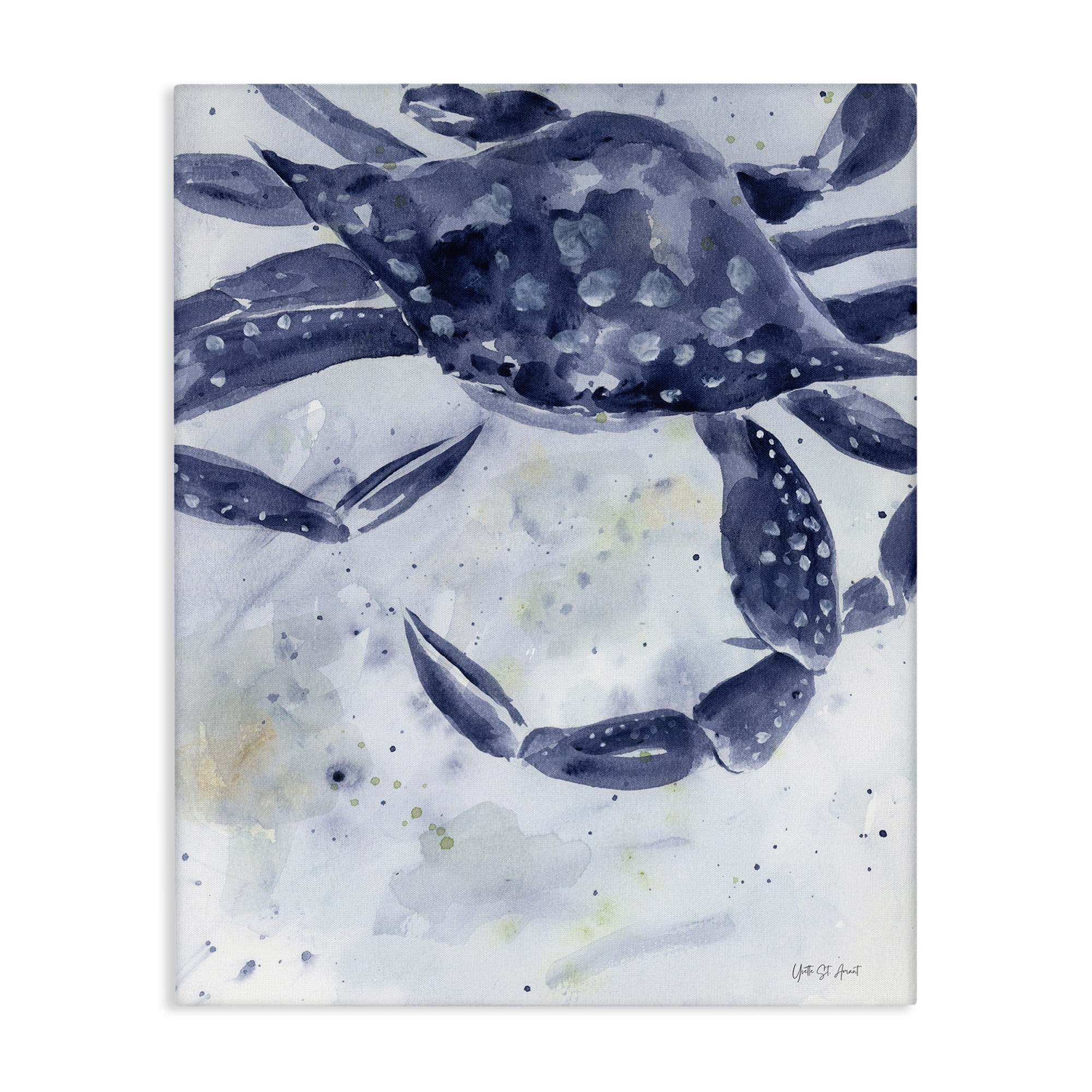 Stupell Industries Swimming Blue Crab Animals & Insects Painting Gallery Wrapped Canvas Art Print Wall Art, 24 x 30