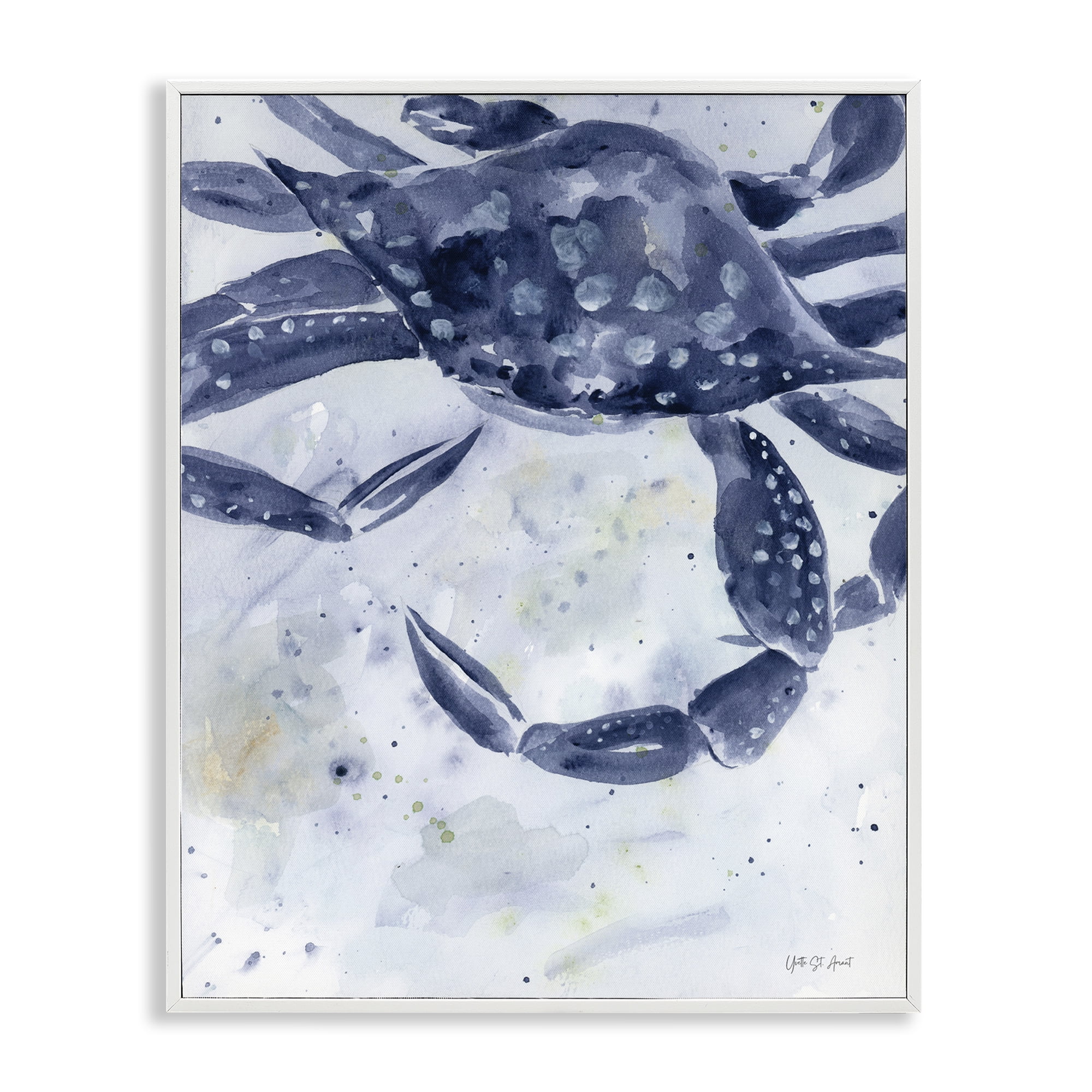 Stupell Industries Swimming Blue Crab Animals & Insects Painting White Framed Art Print Wall Art, 24 x 30