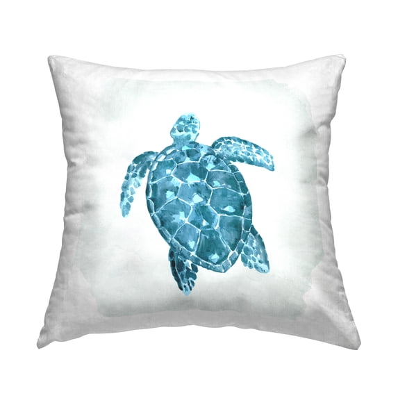 Stupell Industries Swimming Blue Sea Turtle Nautical Ocean Animal Design by Kim Allen Throw Pillow