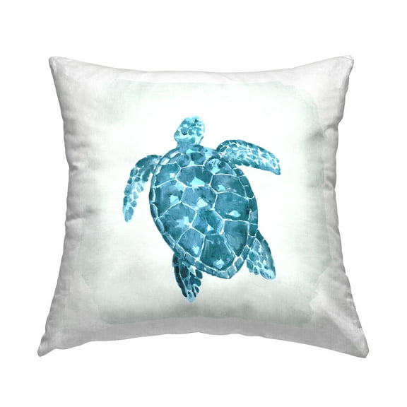 Stupell Industries Swimming Blue Sea Turtle Nautical Ocean Animal Design by Kim Allen Throw Pillow