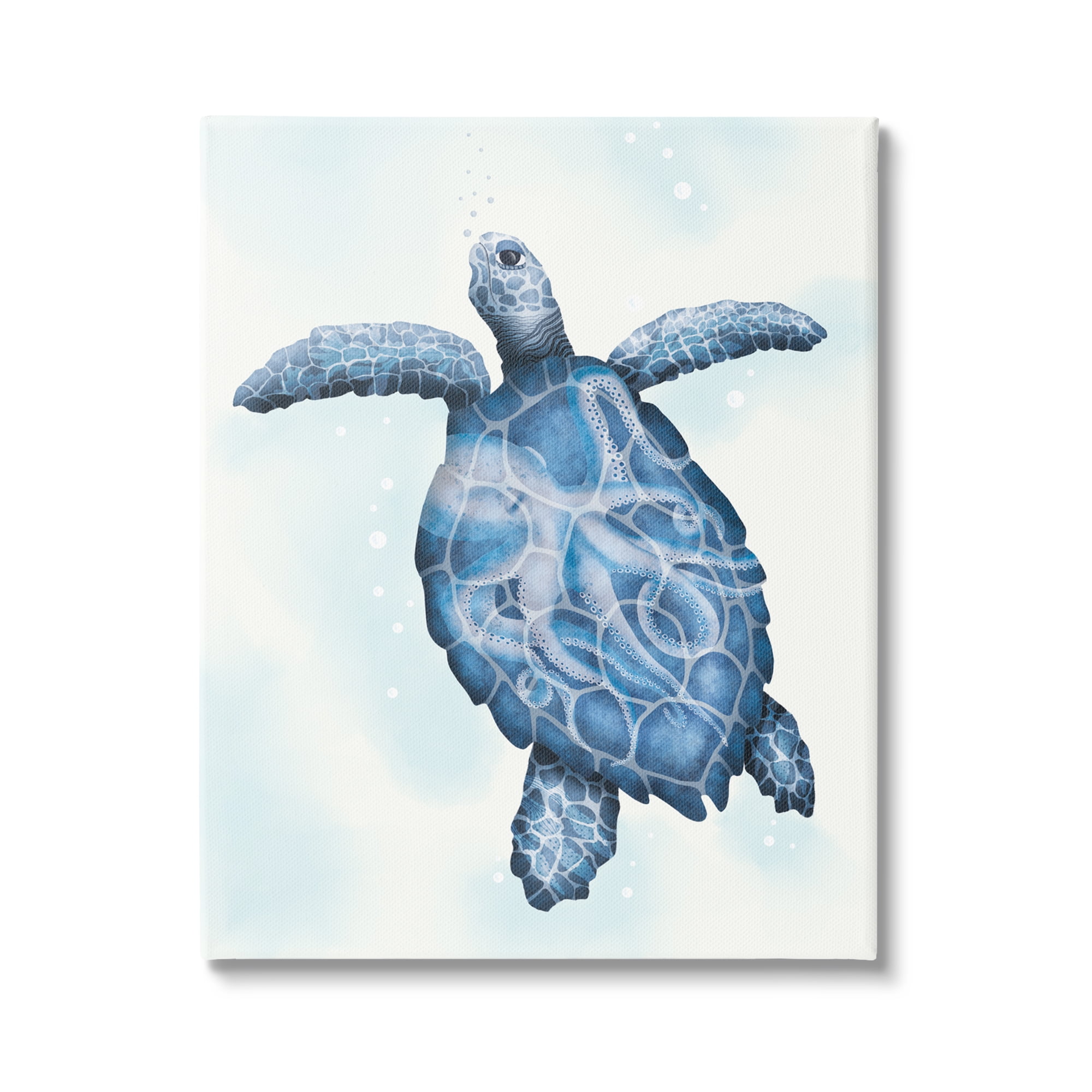 Stupell Industries Swimming Blue Sea Turtle Patterned Tentacles Shell Graphic Art Gallery Wrapped Canvas Print Wall Art, Design by Darlene Seale