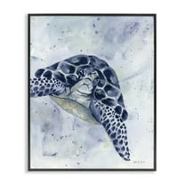 Stupell Industries Swimming Blue Turtle Animals & Insects Painting Black Framed Art Print Wall Art, 11 x 14