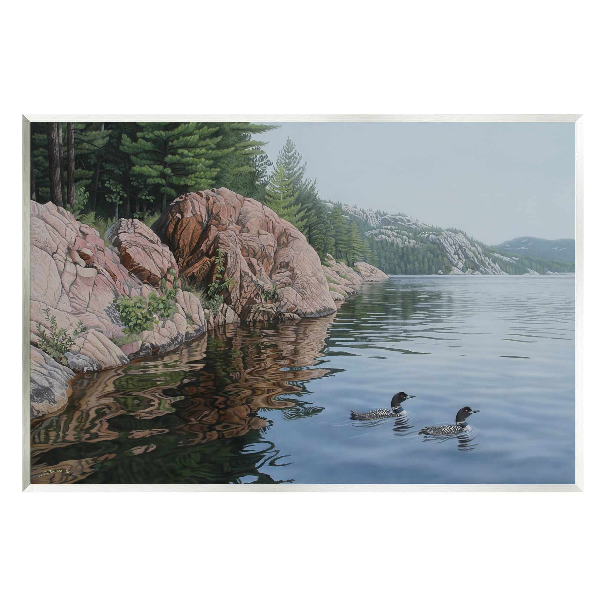 Stupell Industries Swimming Ducks Landscape Nature Photography Unframed Art Print Wall Art, 15 x 10