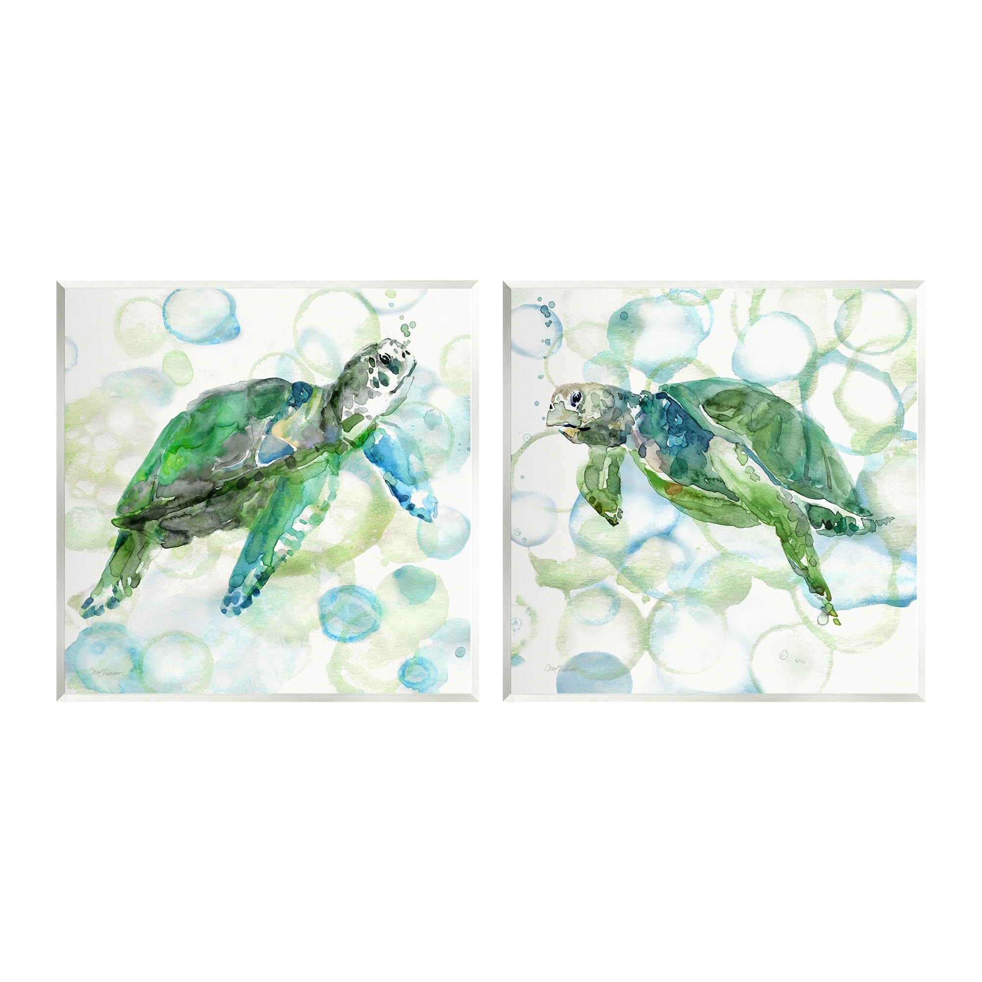 Sea Turtle Green and Blue Canvas Wall Art Set