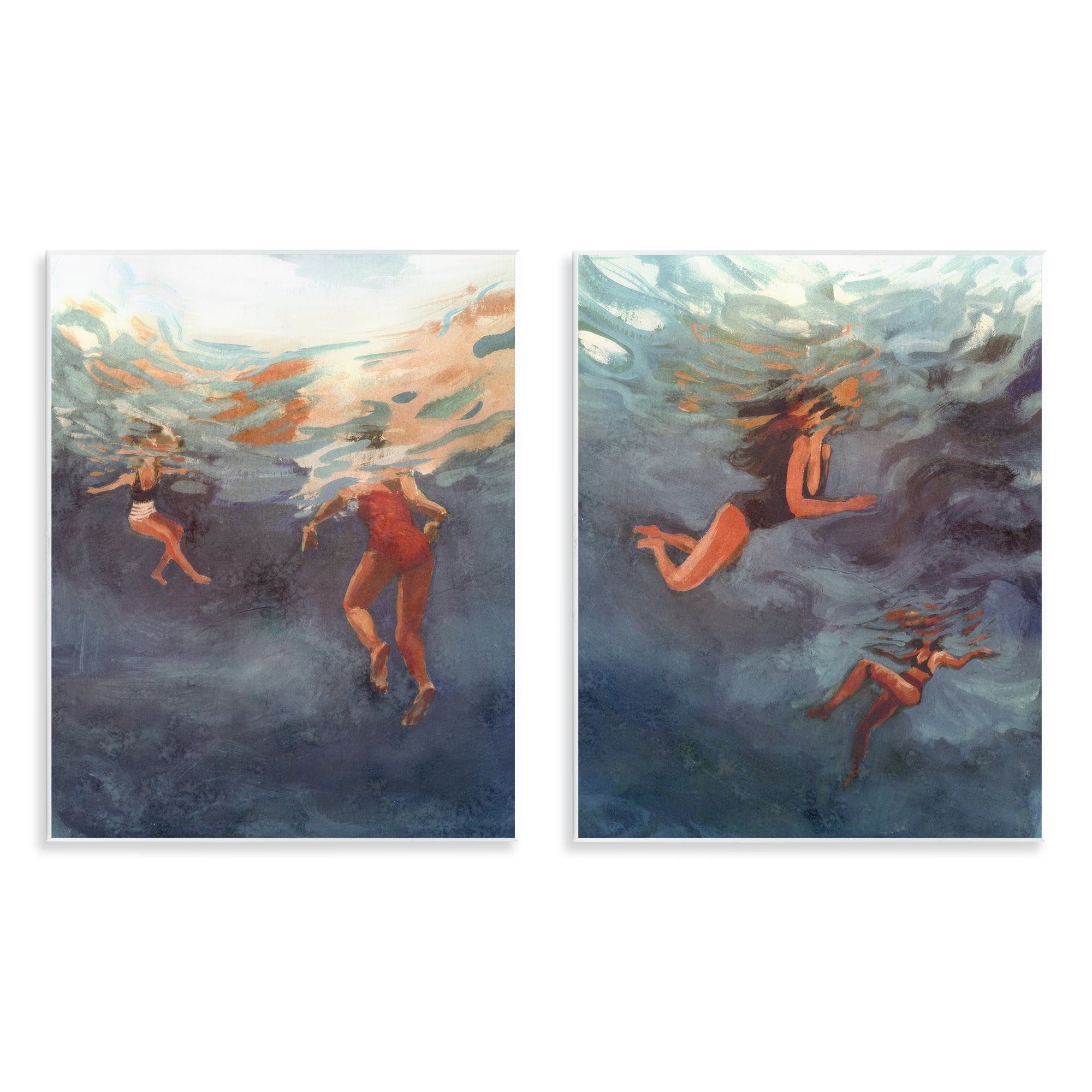 Stupell Industries Swimming Summer's Dance 2 Piece Wall Plaque Art Set, design by Victoria Barnes