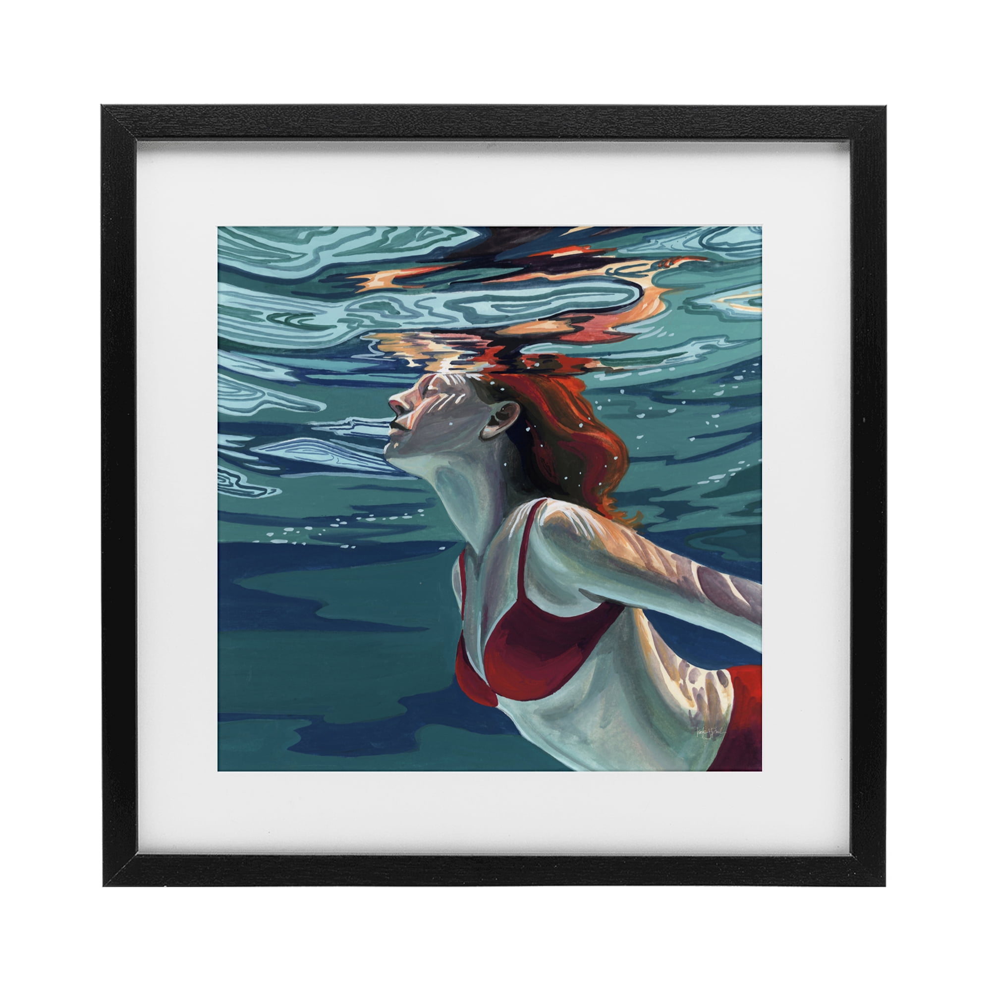 Stupell Industries Swimming To The Surface Black Framed Print Under Glass, design by Kate Jarvik Birch
