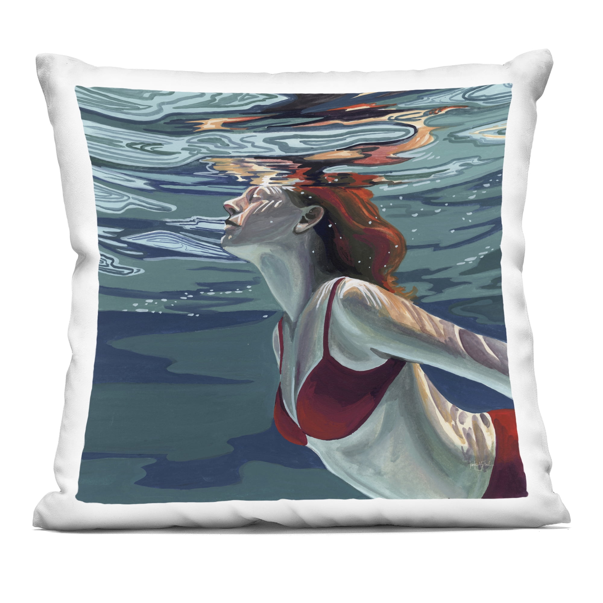 Stupell Industries Swimming To The Surface Decorative Printed Throw Pillow, design by Kate Jarvik Birch