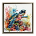 thumbnail image 1 of Stupell Industries Swimming Turtle Undersea Animals Painting Brown Floater Framed Canvas Art Print Wall Art, 25 x 25, 1 of 10