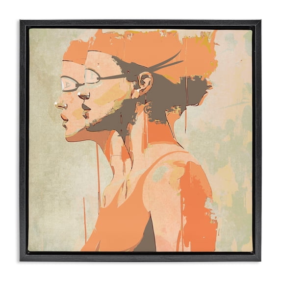 Stupell Industries Modern Swimming Twins Silhouettes Black Floating Frame Canvas Art, 18 x 18, by Layla Oz