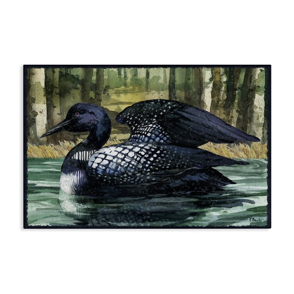 Stupell Industries Swimming Woodland Loon Animals Painting Wrapped Canvas Art Print Wall Art, 24 x 16