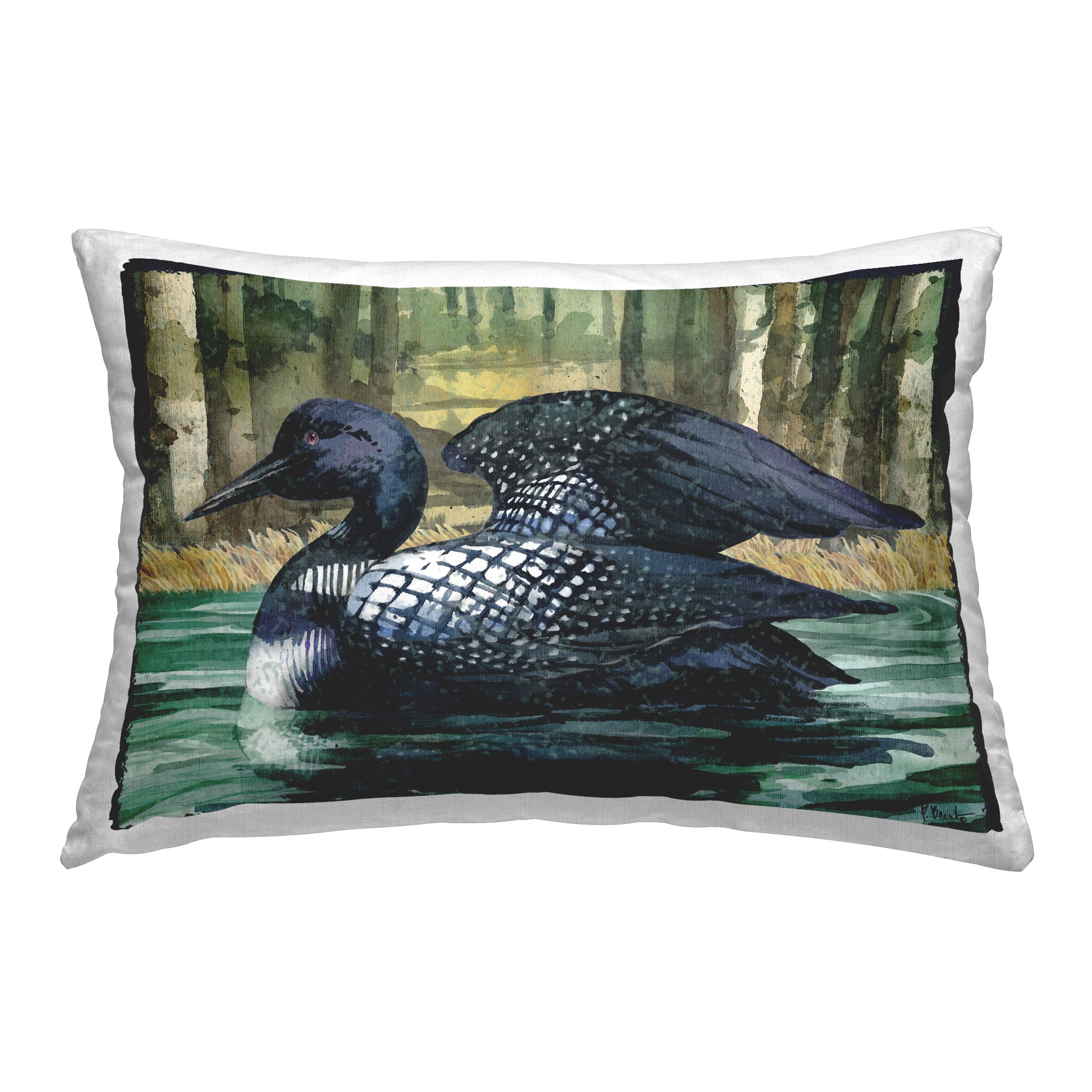 Stupell Industries Swimming Woodland Loon Decorative Printed Throw Pillow Design by Paul Brent.