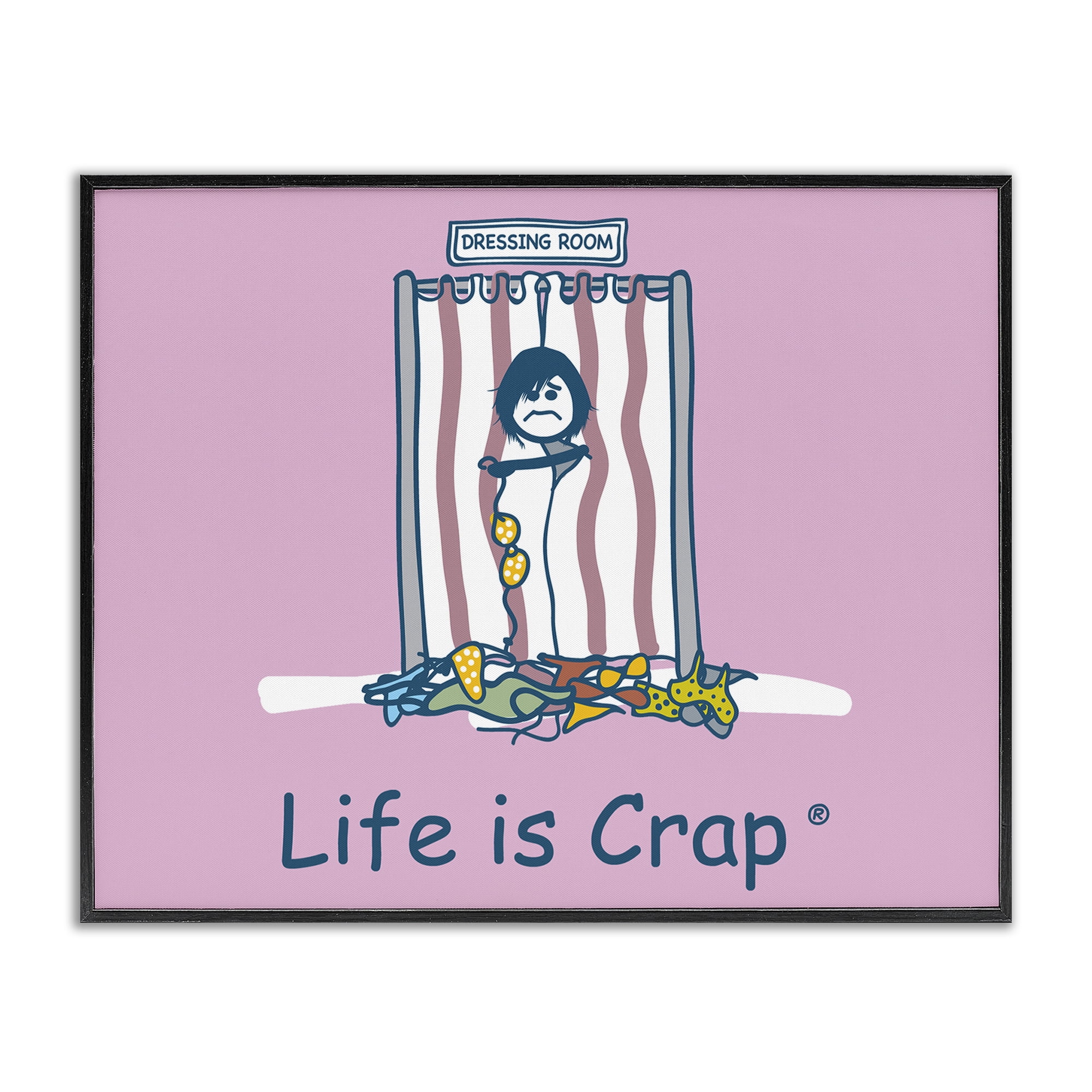 Stupell Industries Swimsuit Dressing Room Novelty & Humor Painting Black Framed Art Print Wall Art, 14 x 11