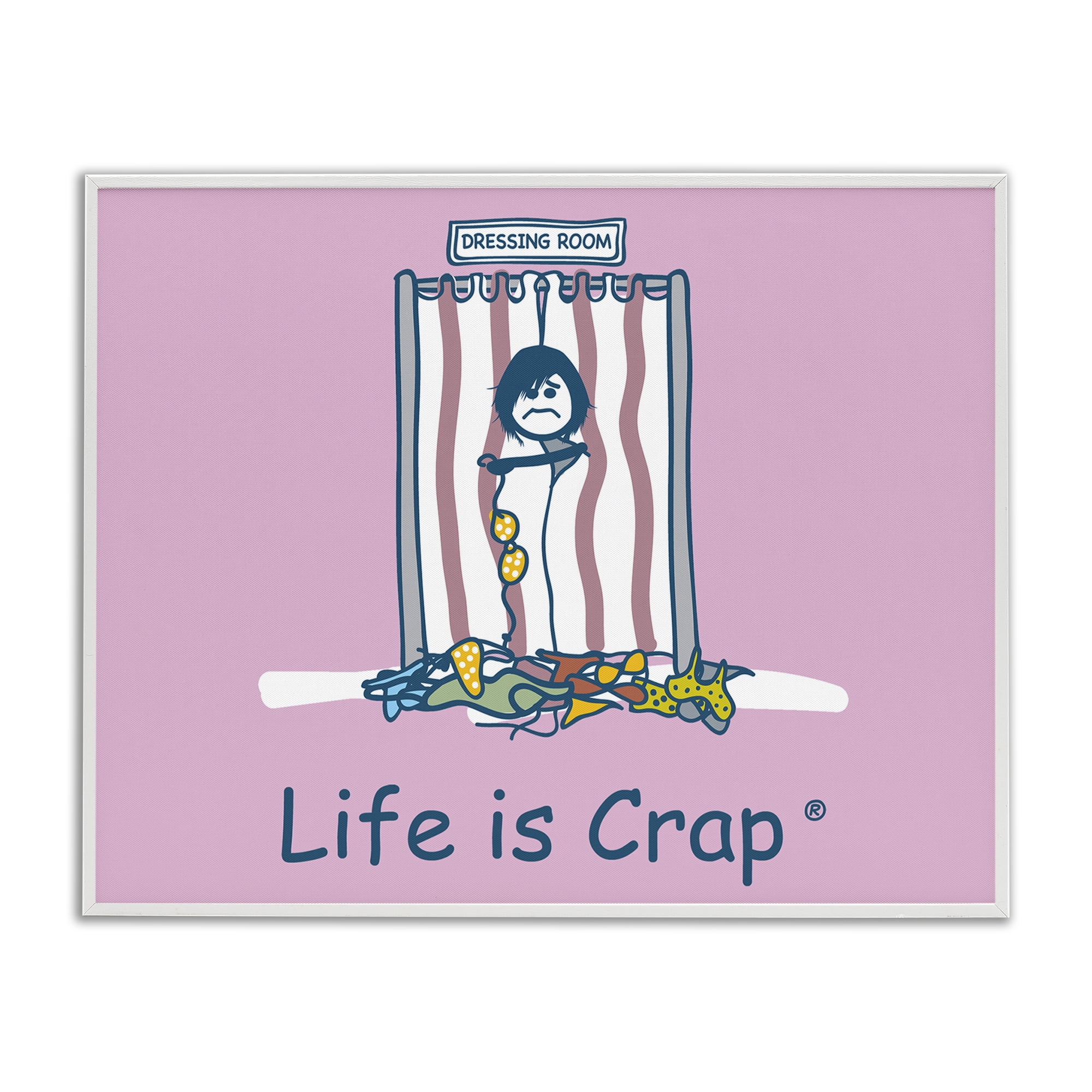 Stupell Industries Swimsuit Dressing Room Novelty & Humor Painting White Framed Art Print Wall Art, 20 x 16