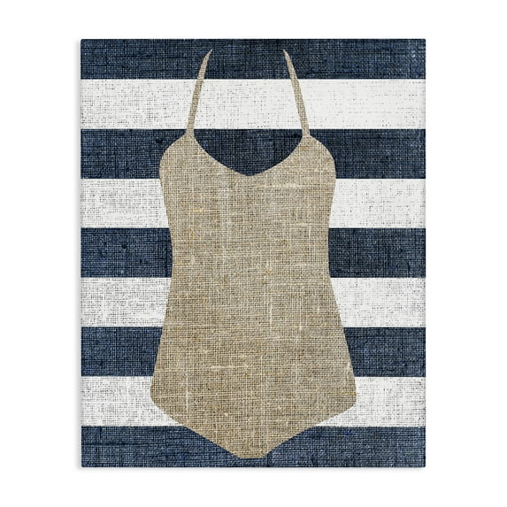 Stupell Industries Swimsuit on Stripes Beauty & Fashion Painting Gallery Wrapped Canvas Art Print Wall Art, 30 x 40