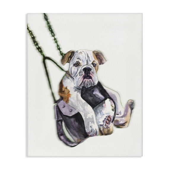 Stupell Industries Contemporary Swing Funny Dog Pet Animal Watercolor Canvas Art, 16 x 20, by George Dyachenko