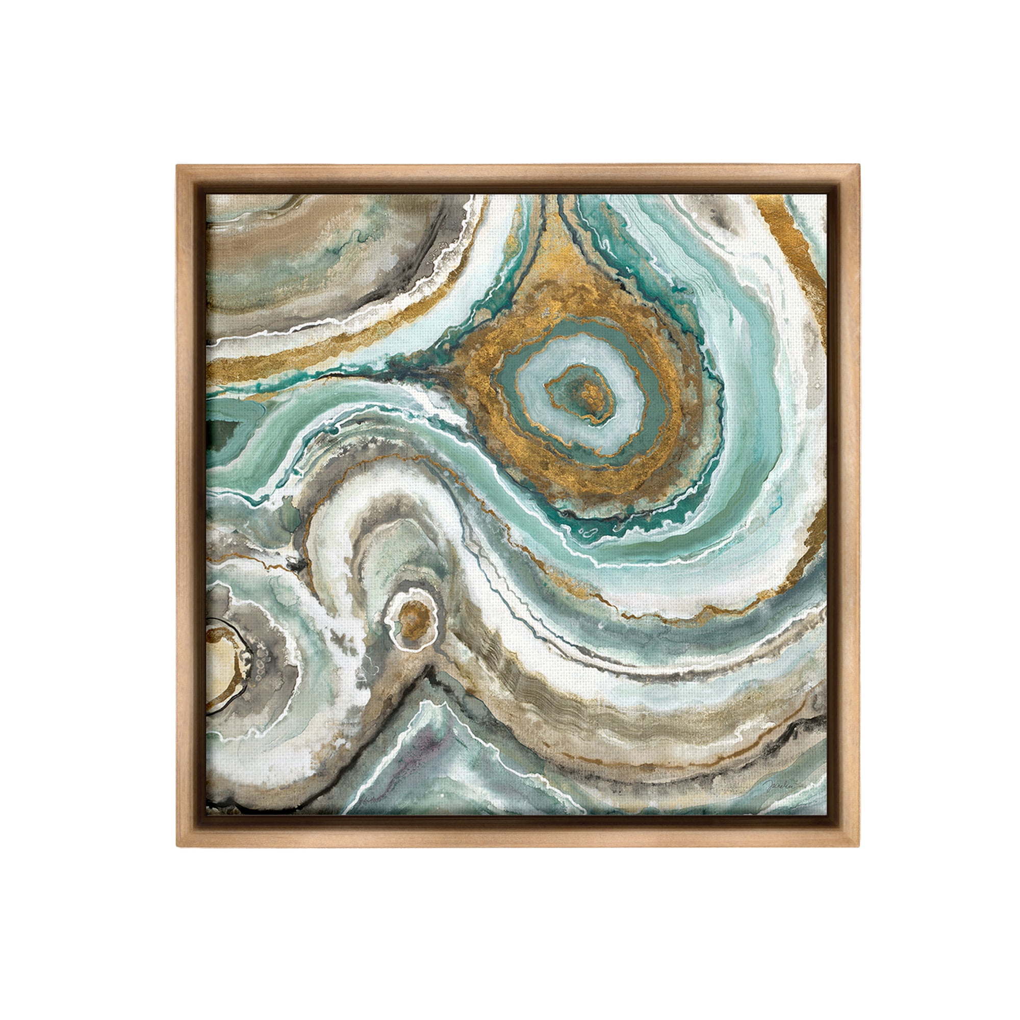 Stupell Industries Swirled Agate Pattern Abstract Painting Brown Floater Framed Canvas Art Print Wall Art, 25 x 25