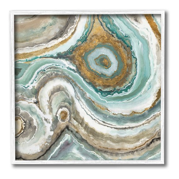 Stupell Industries Swirled Agate Pattern Abstract Painting White Framed Art Print Wall Art, 17 x 17