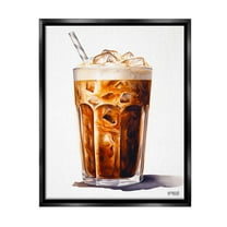 Stupell Industries Swirled Iced Coffee Food & Beverage Painting Black Floater Framed Canvas Art Print Wall Art, 17 x 21