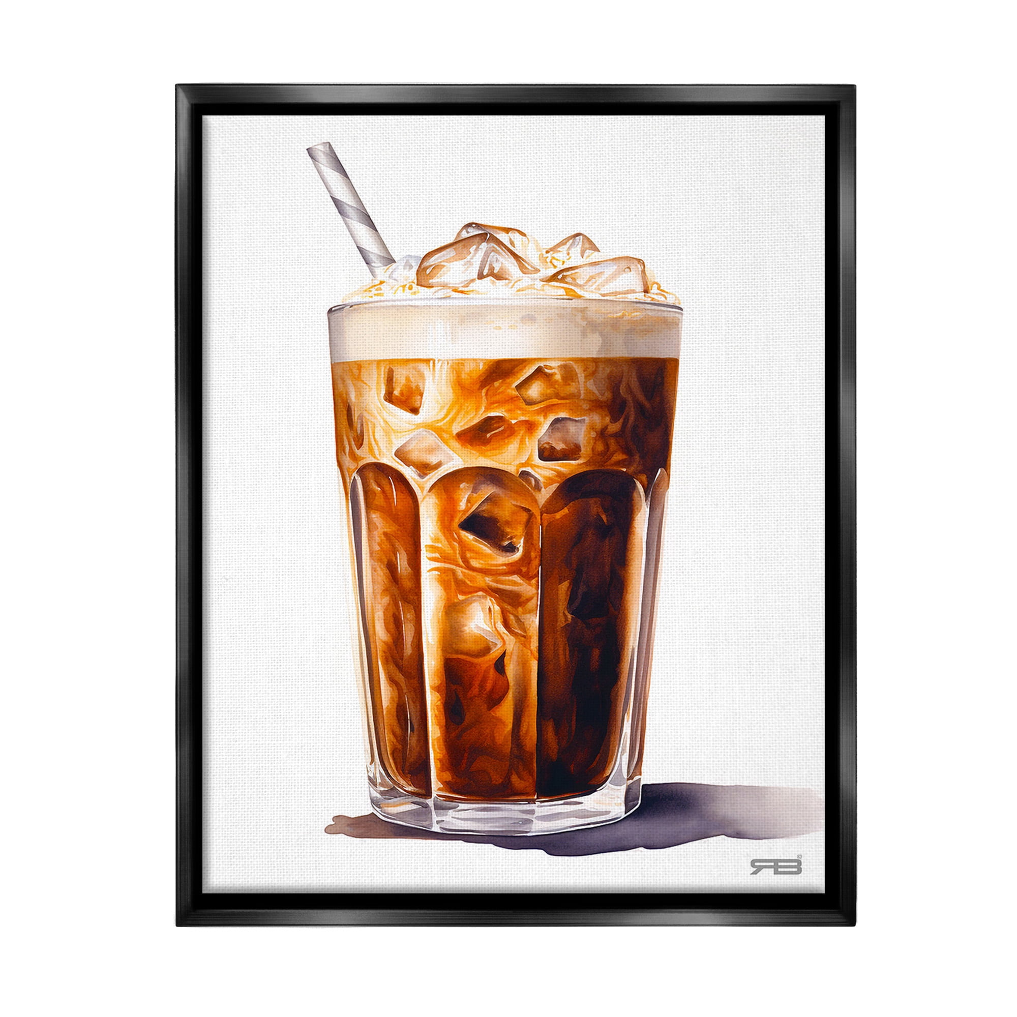 Stupell Industries Swirled Iced Coffee Food & Beverage Painting Black Floater Framed Canvas Art Print Wall Art, 25 x 31