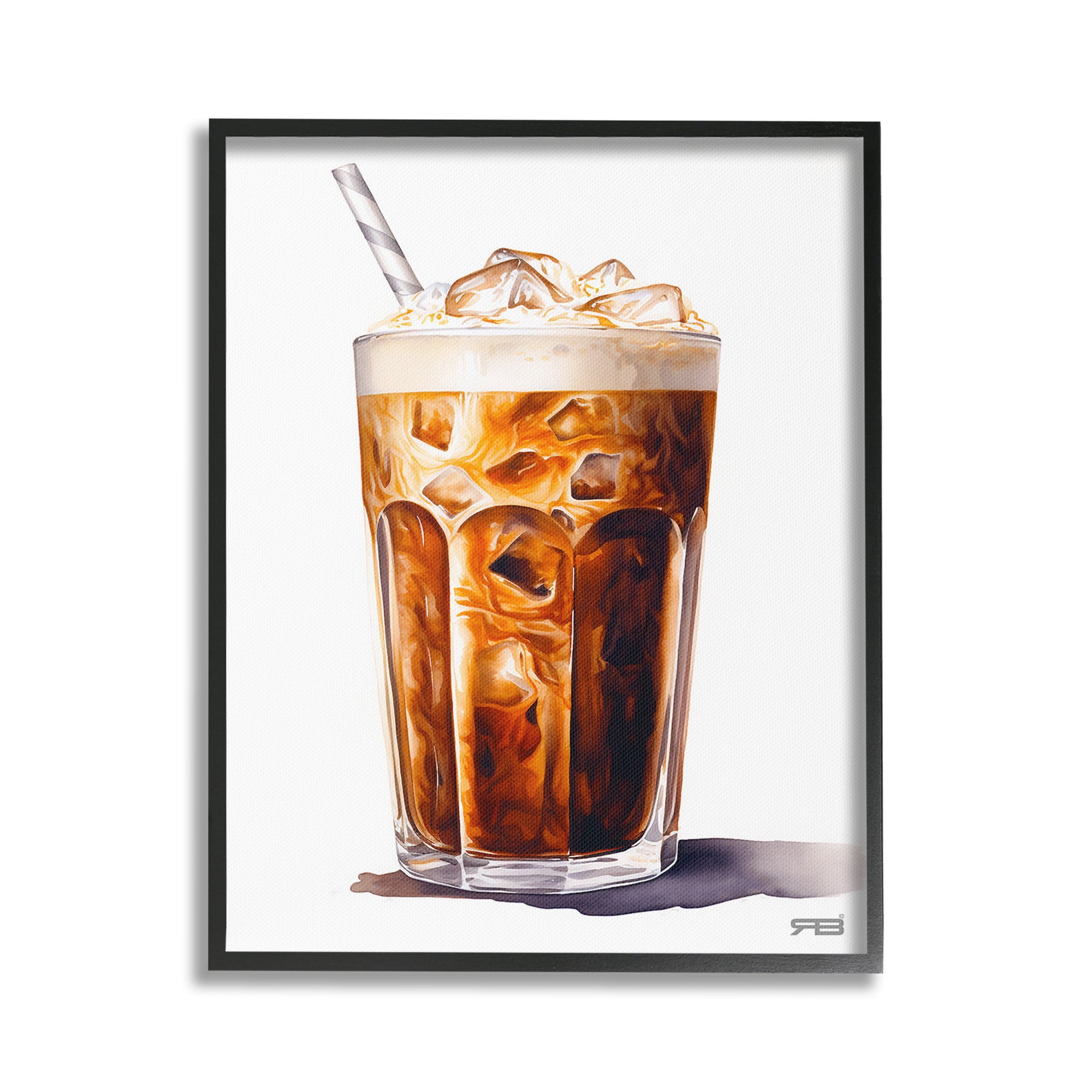 Stupell Industries Swirled Iced Coffee Food & Beverage Painting Black Framed Art Print Wall Art, 24 x 30