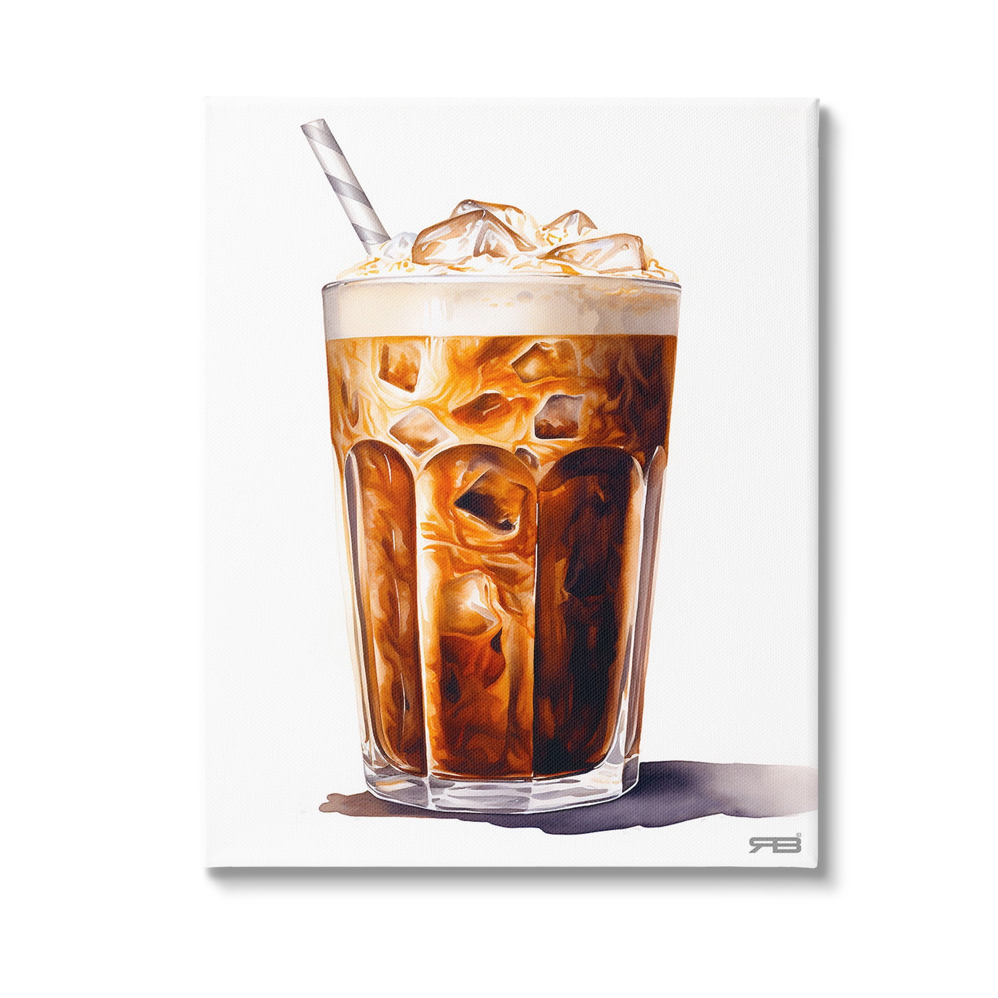Stupell Industries Swirled Iced Coffee Food & Beverage Painting Gallery Wrapped Canvas Art Print Wall Art, 16 x 20
