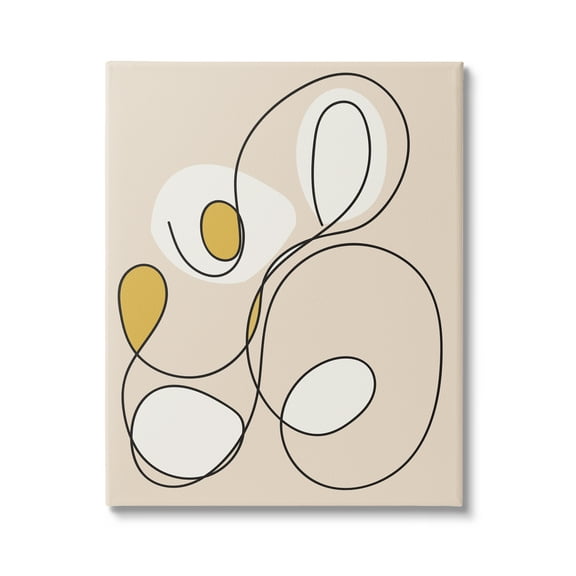 Stupell Industries Swirled Line on Beige Abstract Painting Gallery Wrapped Canvas Art Print Wall Art, 16 x 20