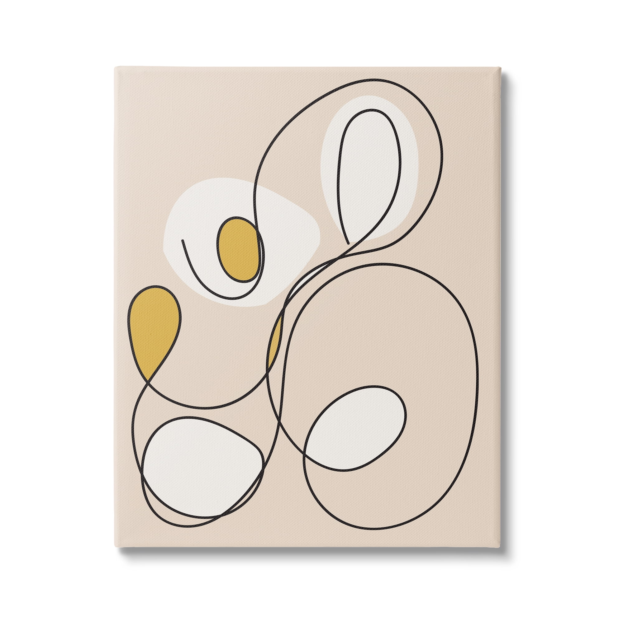Stupell Industries Swirled Line on Beige Abstract Painting Gallery Wrapped Canvas Art Print Wall Art, 36 x 48