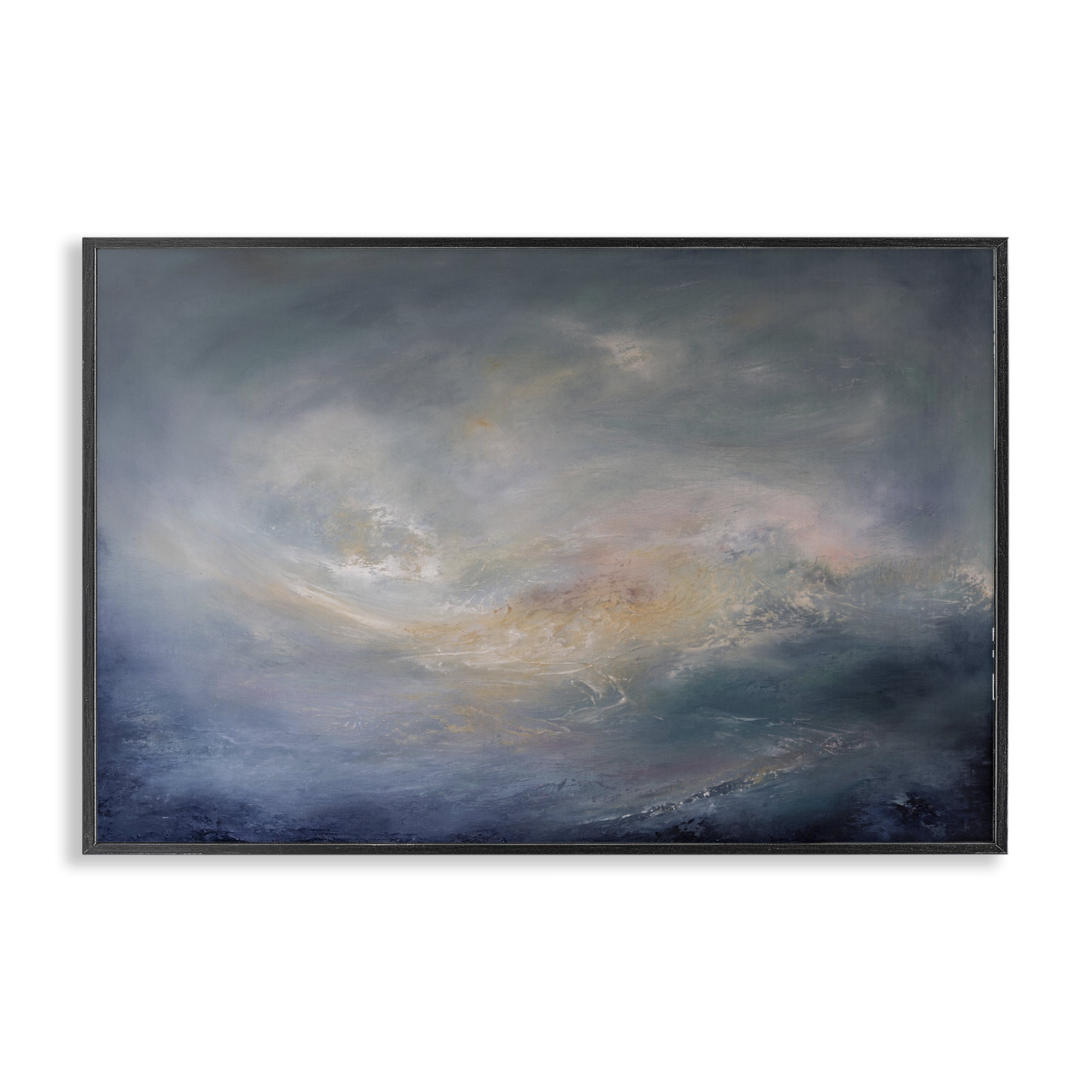 Stupell Industries Swirling Abstract Clouds Abstract Painting Black Framed Art Print Wall Art, 24 x 16