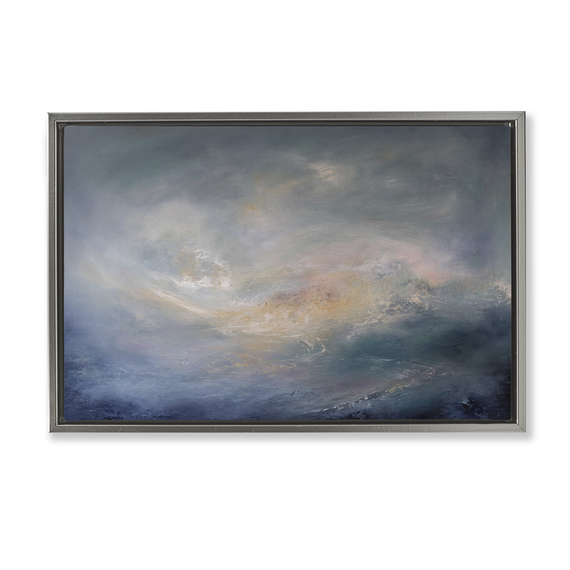 Stupell Industries Swirling Abstract Clouds Abstract Painting Gray Floater Framed Canvas Art Print Wall Art, 31 x 21