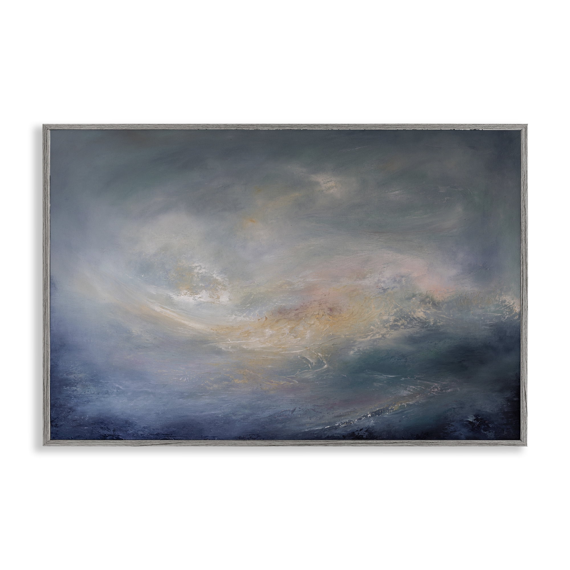Stupell Industries Swirling Abstract Clouds Abstract Painting Gray Framed Art Print Wall Art, 24 x 16