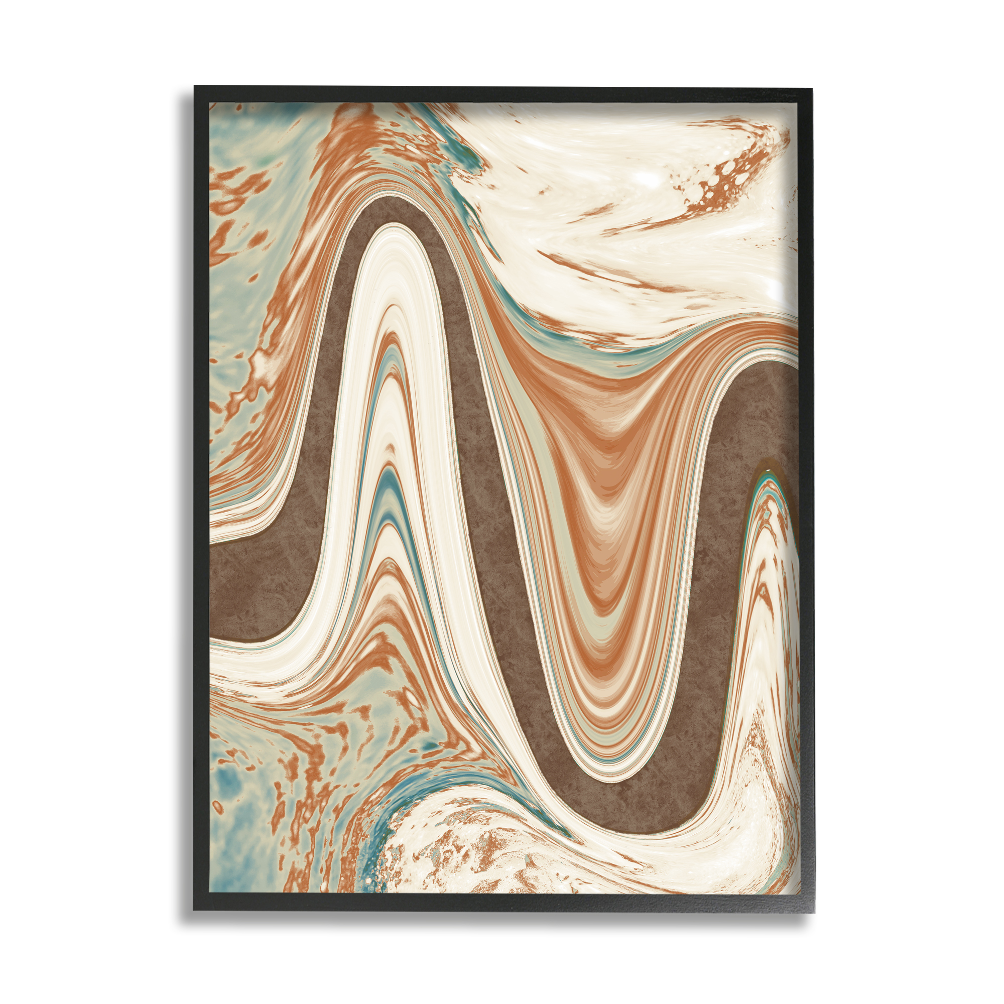Stupell Industries Swirling Brown Abstract Wave Abstract Painting Black Framed Art Print Wall Art, 16 x 20