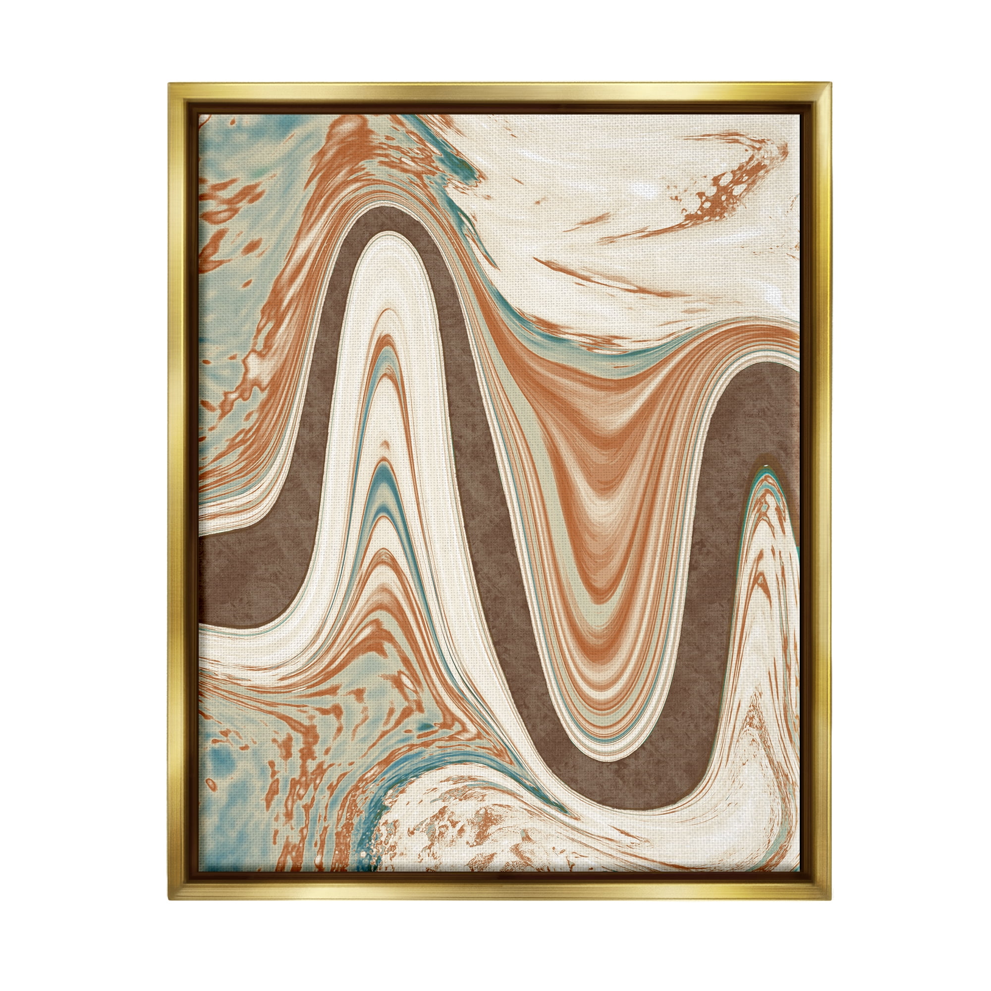 Stupell Industries Swirling Brown Abstract Wave Abstract Painting Gold Floater Framed Art Print Wall Art, 17 x 21