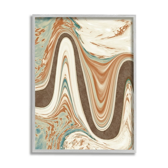 Stupell Industries Swirling Brown Abstract Wave Abstract Painting Gray Framed Art Print Wall Art, 11 x 14