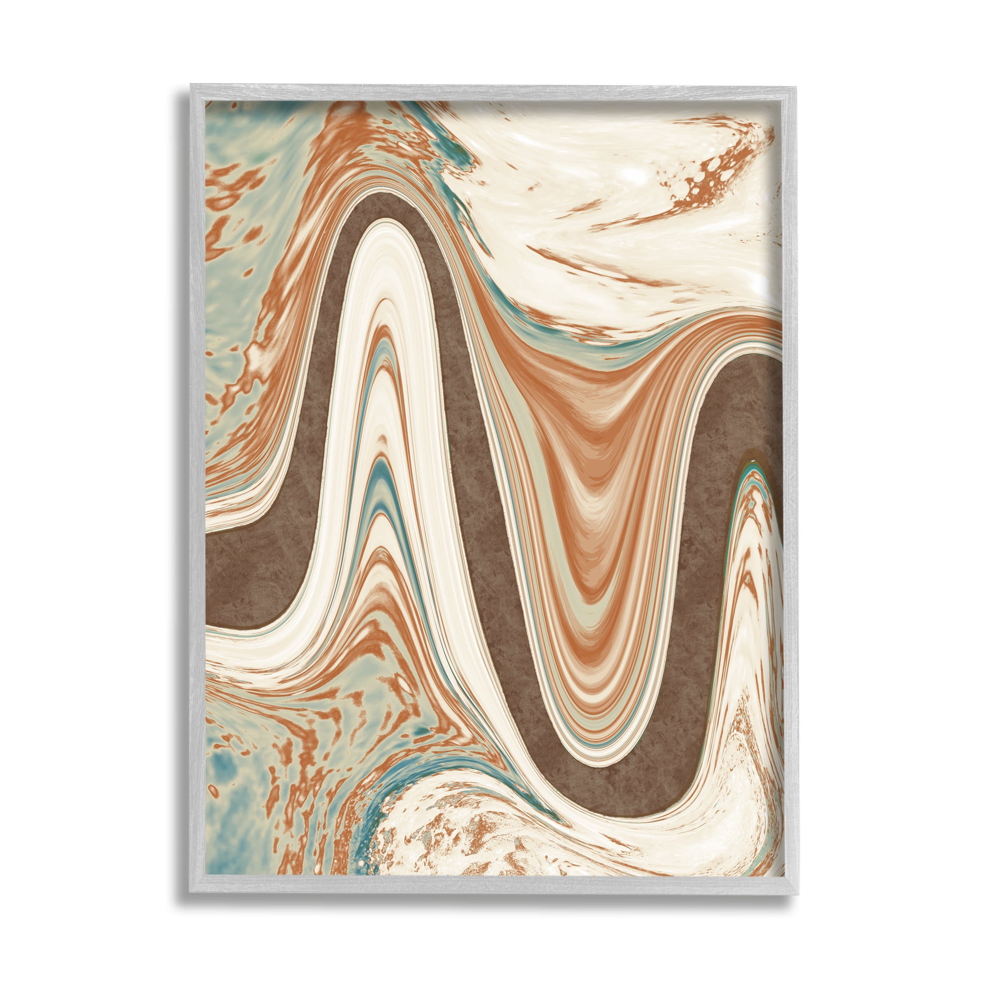 Stupell Industries Swirling Brown Abstract Wave Abstract Painting Gray Framed Art Print Wall Art, 24 x 30