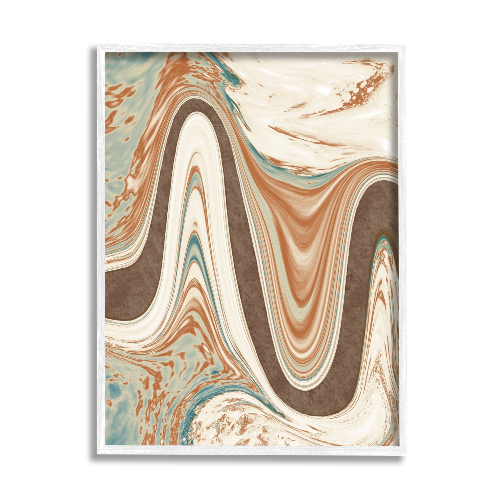 Stupell Industries Swirling Brown Abstract Wave Abstract Painting White Framed Art Print Wall Art, 16 x 20