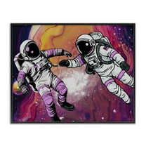 Stupell Industries Swirling Cosmic Space Astronauts Outer Space Painting Black Framed Art Print Wall Art, 14 x 11