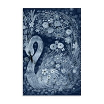 Stupell Industries Swirling Florals Swan Animals Painting Wrapped Canvas Canvas Art Print Wall Art, 16 x 24