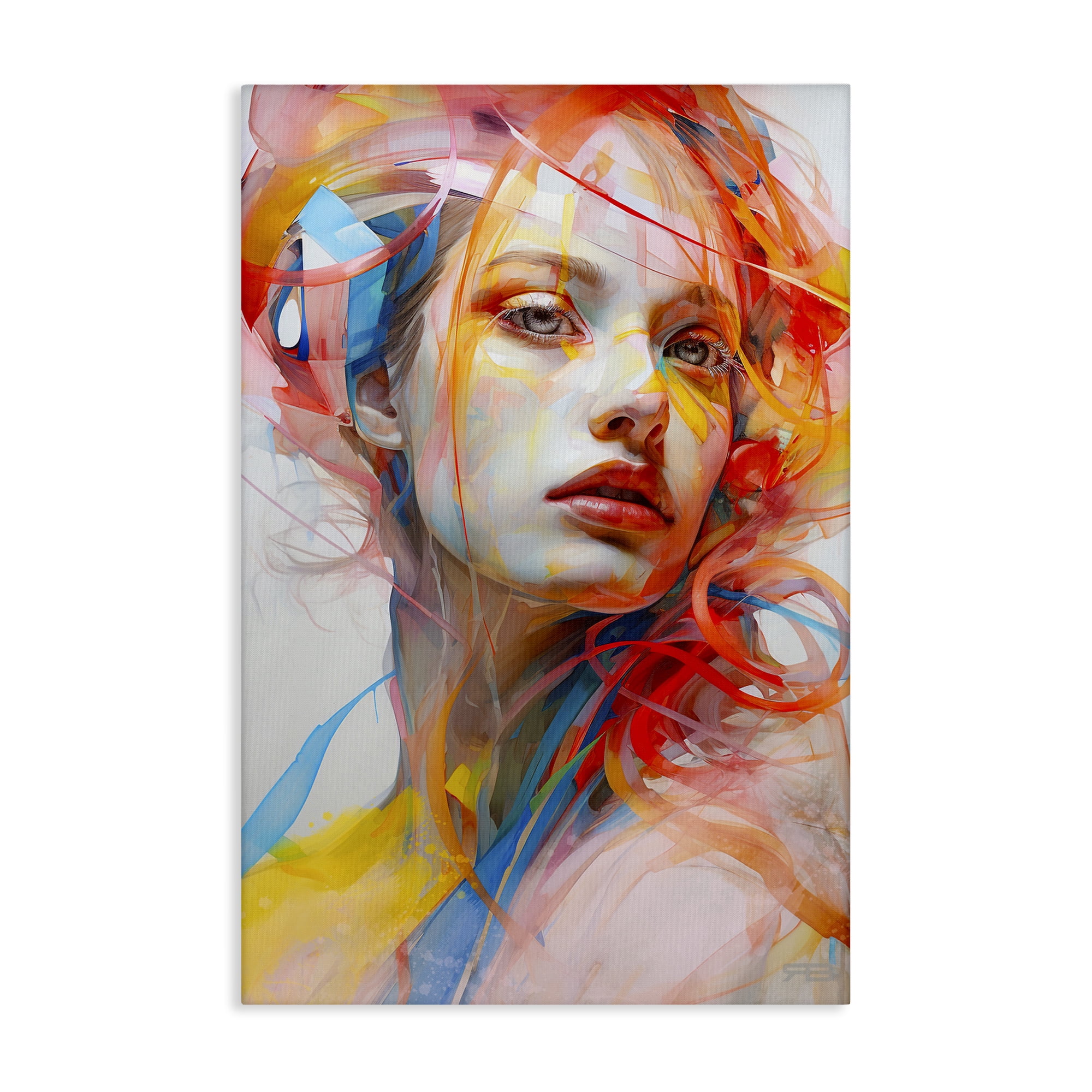 Stupell Industries Swirling Hair Portrait Novelty Painting Gallery Wrapped Canvas Art Print Wall Art, 24 x 36