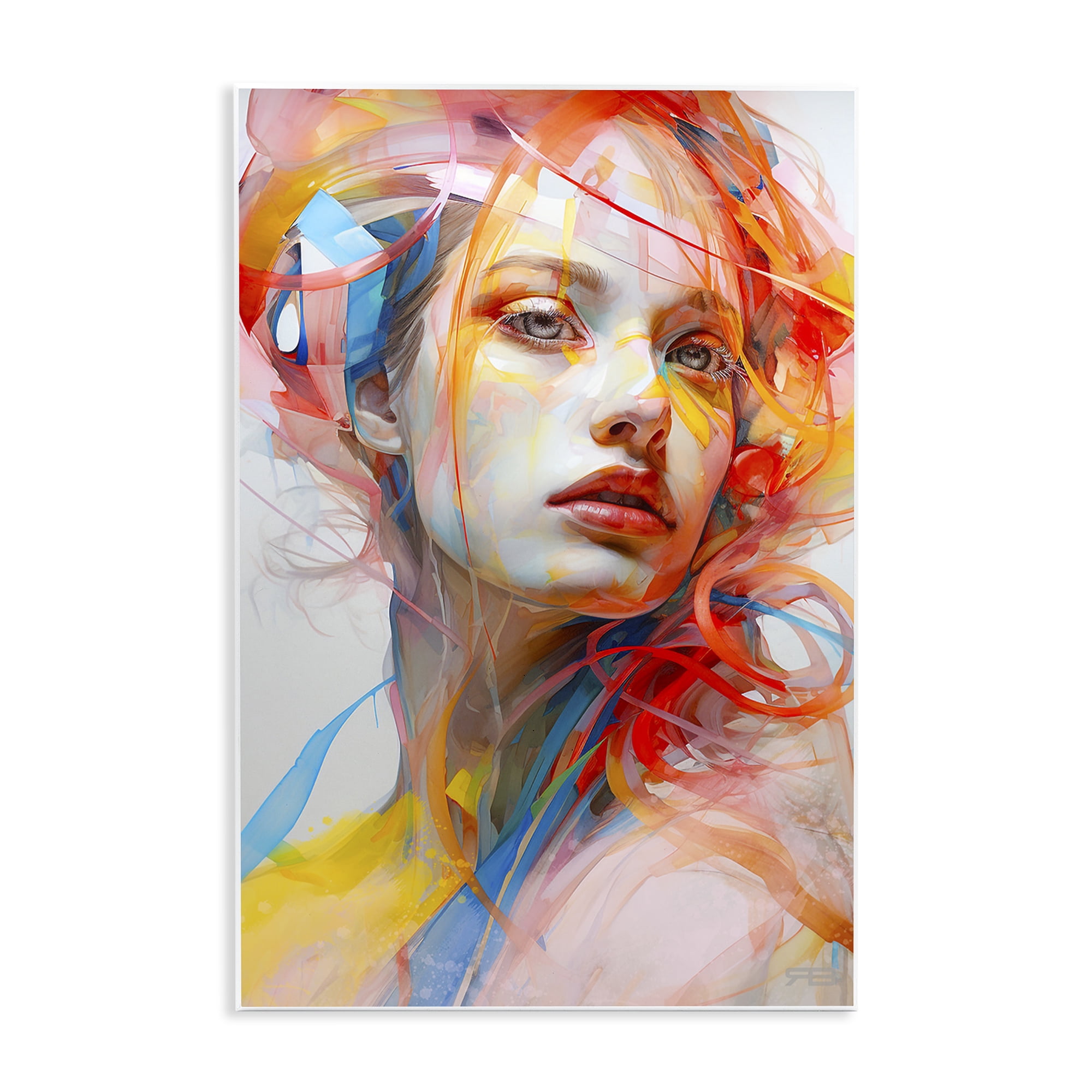 Stupell Industries Swirling Hair Portrait Novelty Painting Unframed Art Print Wall Art, 13 x 19