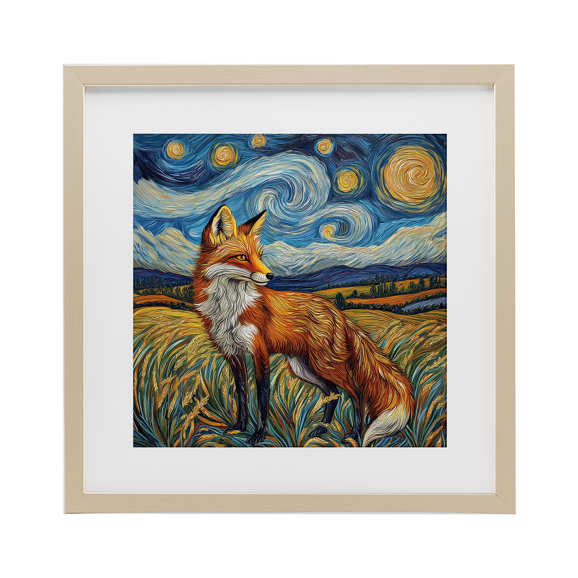 Stupell Industries Swirling Impressionist Fox Birch Framed Print Under Glass, design by The Wands Want