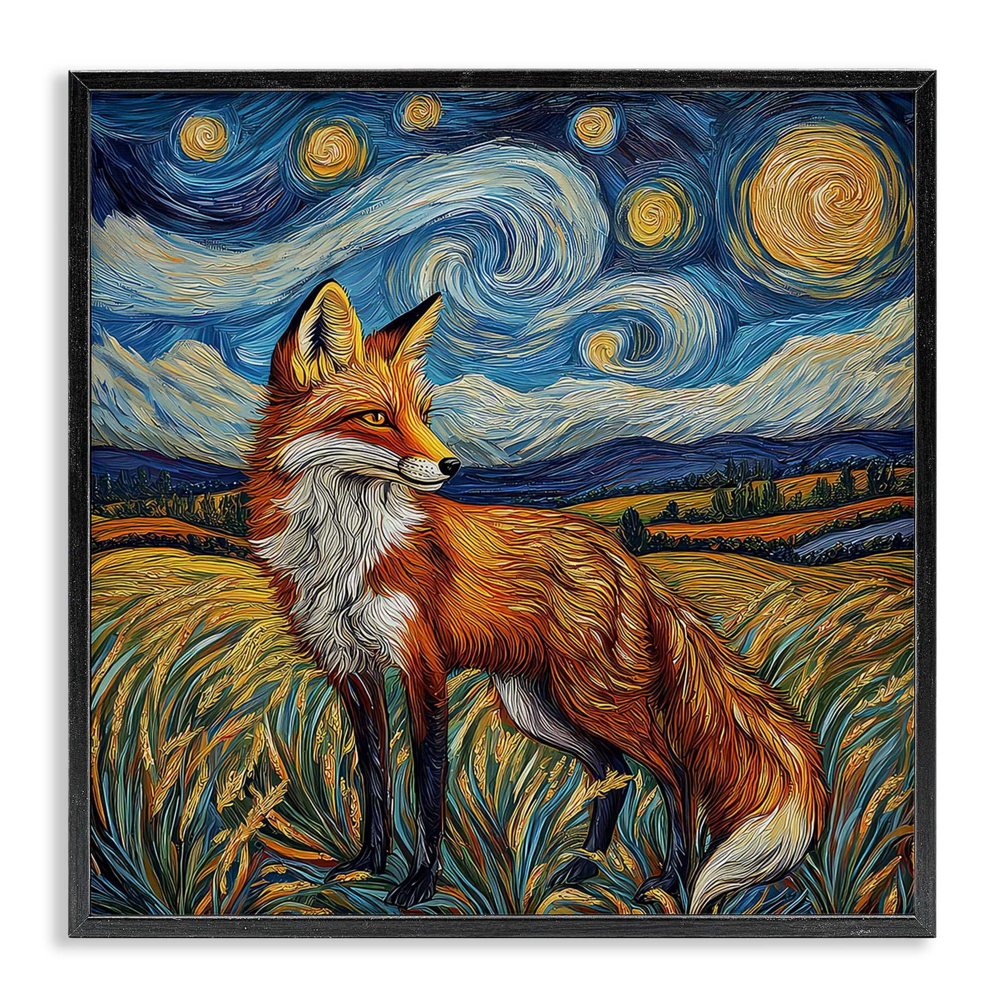 Stupell Industries Swirling Impressionist Fox Black Framed Giclee Art, design by The Wands Want