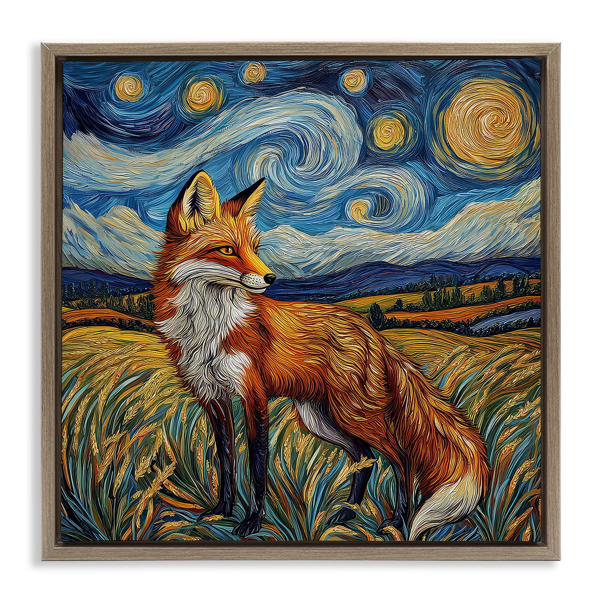 Stupell Industries Swirling Impressionist Fox Brown Framed Floater Canvas Wall Art, design by The Wands Want