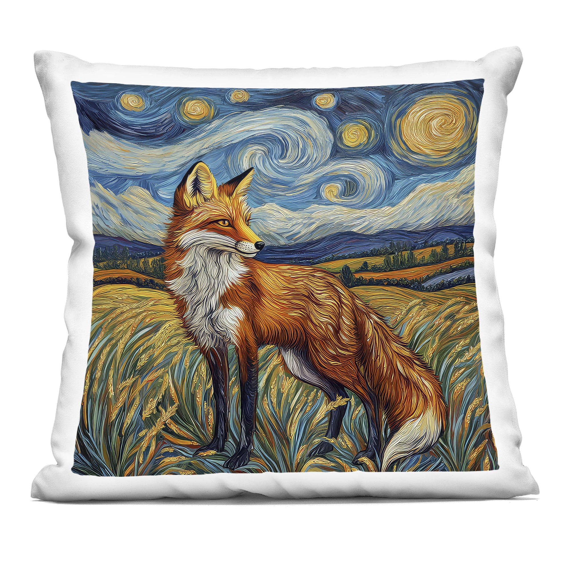 Stupell Industries Swirling Impressionist Fox Decorative Printed Throw Pillow, design by The Wands Want, 18 x 7 x 18