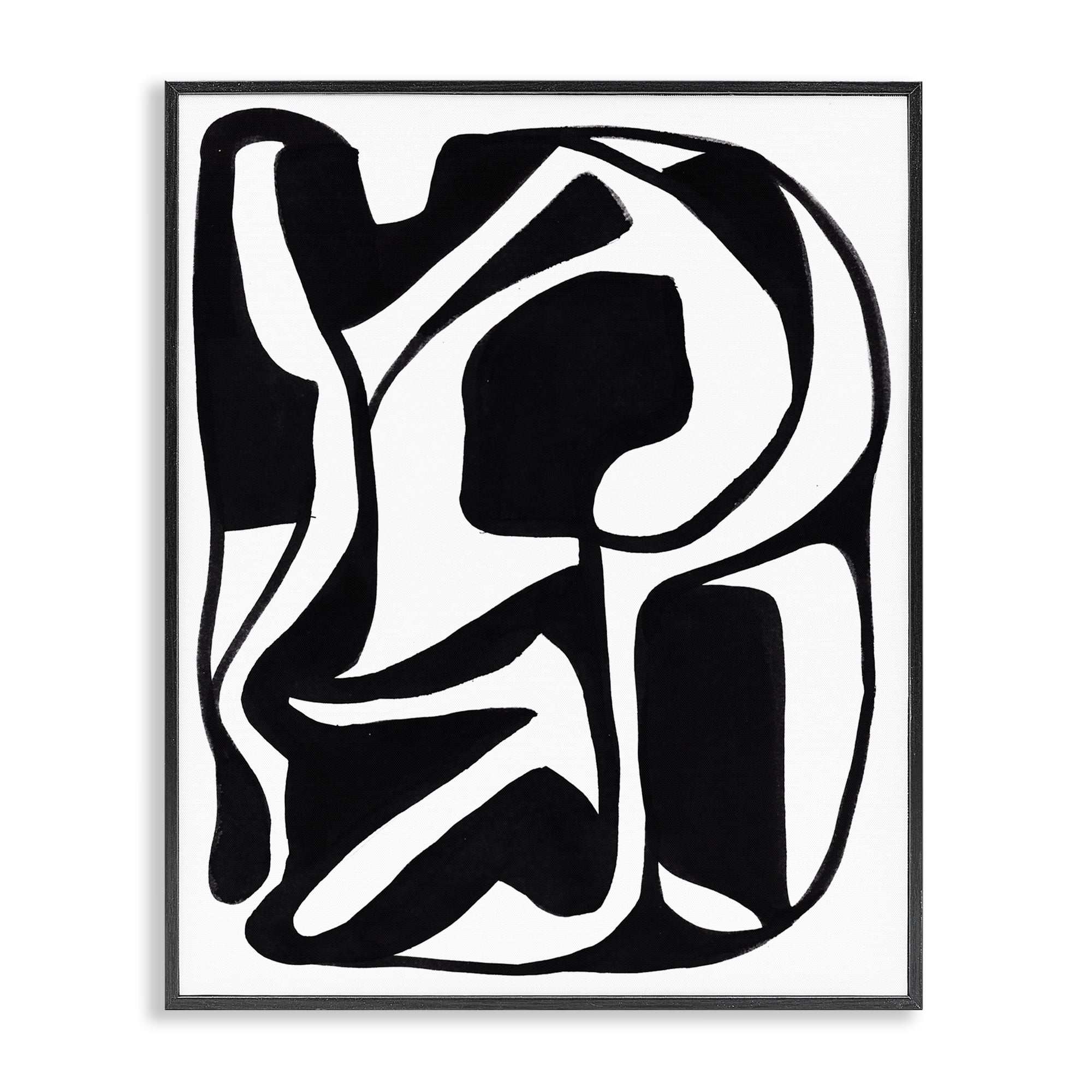 Stupell Industries Swirling Ink Pattern Abstract Painting Black Framed Art Print Wall Art, 16 x 20