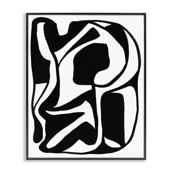 Stupell Industries Swirling Ink Pattern Abstract Painting Black Framed Art Print Wall Art, 24 x 30