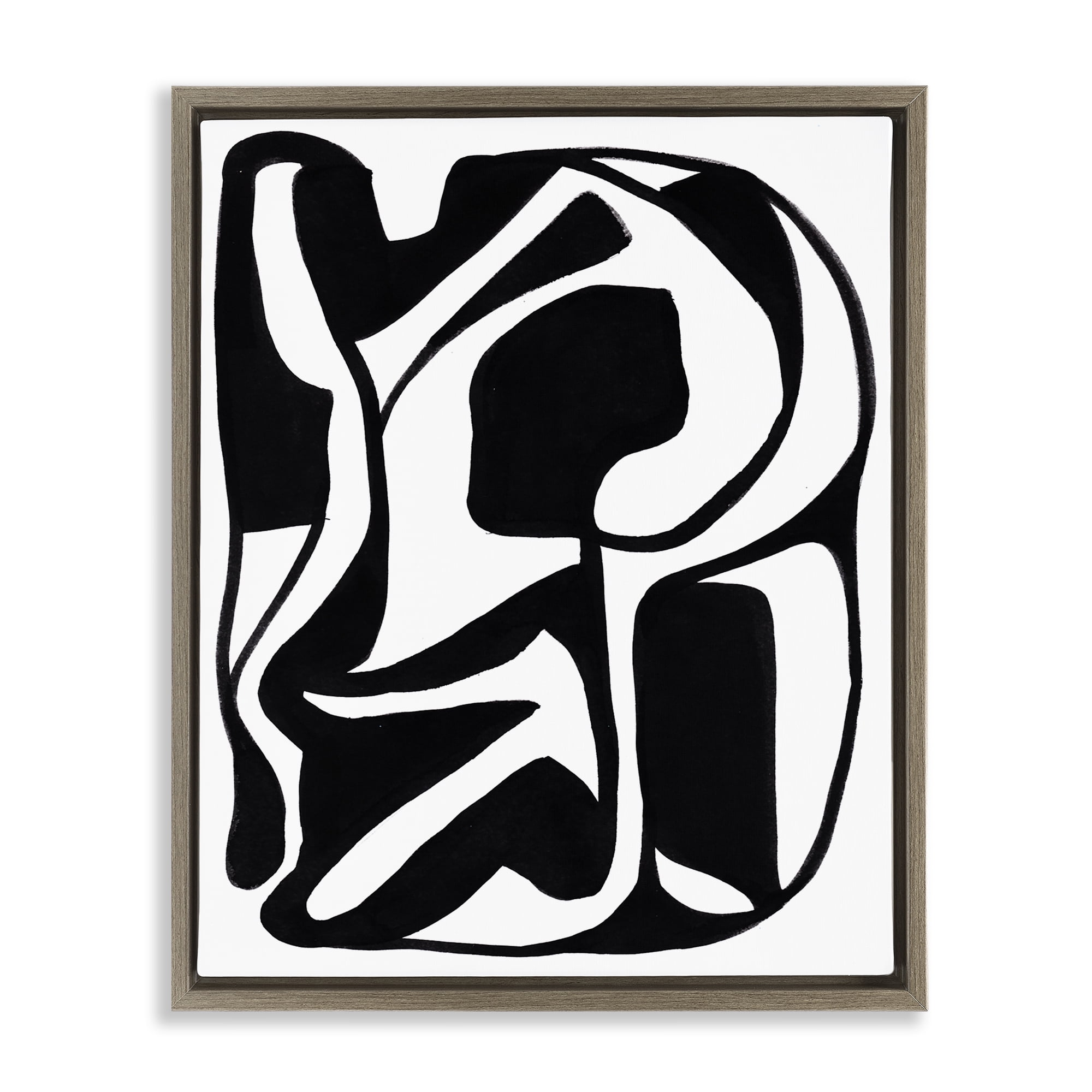 Stupell Industries Swirling Ink Pattern Abstract Painting Brown Floater Framed Canvas Art Print Wall Art, 17 x 21