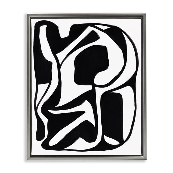 Stupell Industries Swirling Ink Pattern Abstract Painting Gray Floater Framed Canvas Art Print Wall Art, 25 x 31