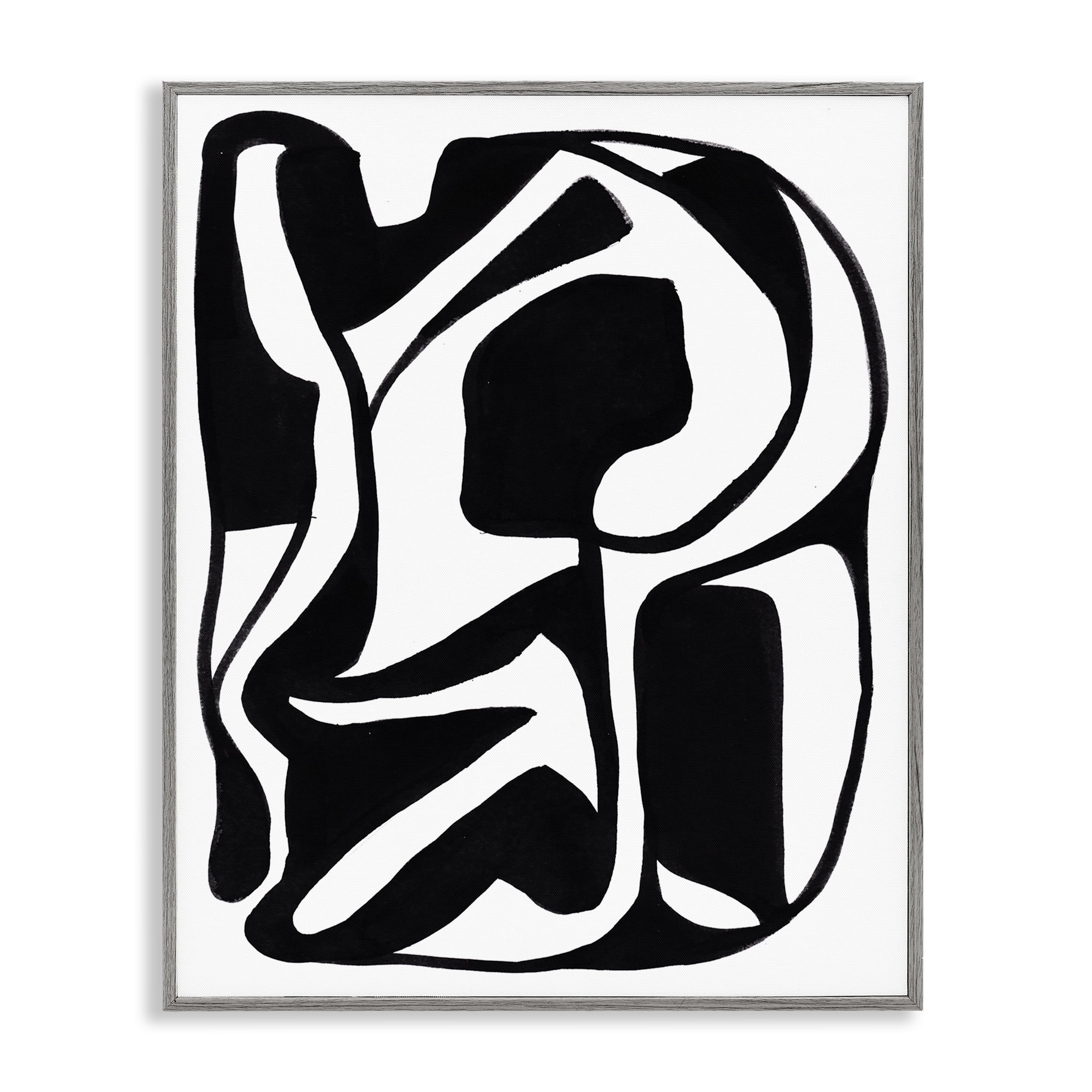 Stupell Industries Swirling Ink Pattern Abstract Painting Gray Framed Art Print Wall Art, 16 x 20