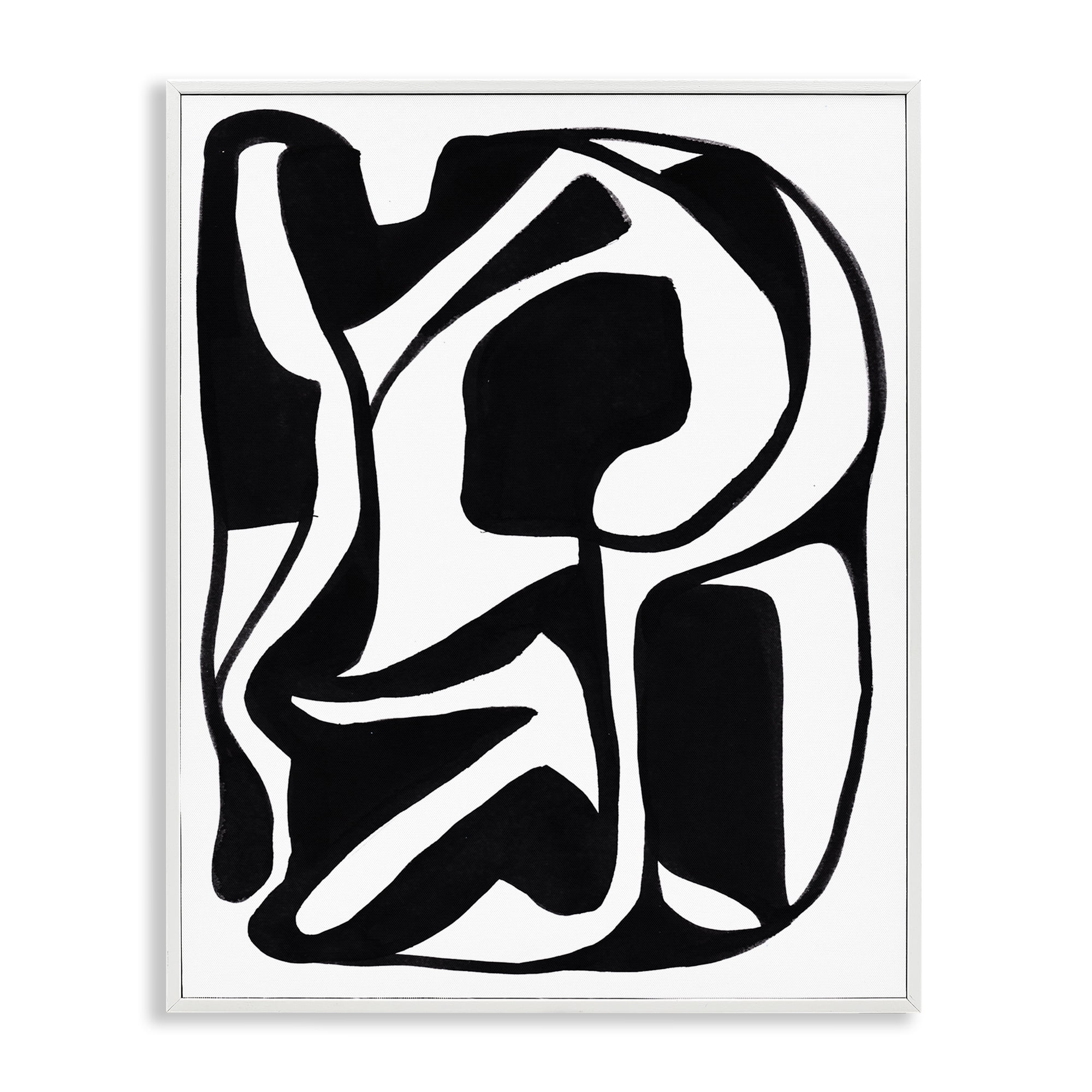 Stupell Industries Swirling Ink Pattern Abstract Painting White Framed Art Print Wall Art, 11 x 14